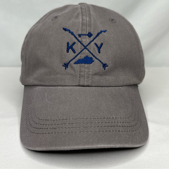 Grey Kentucky Shop Local Baseball Hat with Blue Embroidery - Picture 1 of 11